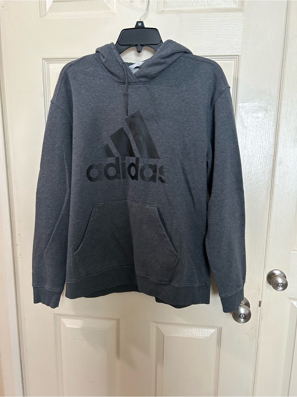 adidas Dark Gray Pullover Hoodie with Black Logo